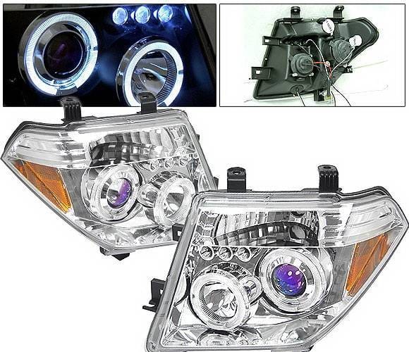 Nissan Frontier 4 Car Option LED Dual Halo Projector Headlights - Chrome - LP-NF05CB-5