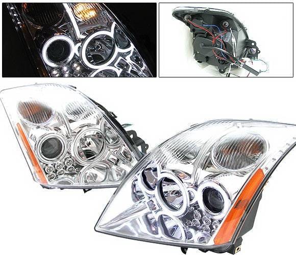 Nissan Sentra 4 Car Option Halo Projector Headlights - Chrome CCFL - LP-NS07CF-KS