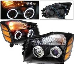 Nissan Titan 4 Car Option Halo Projector Headlights - Black CCFL - LP-NTIT04BB-KS