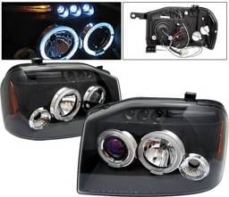 Nissan Frontier 4 Car Option LED Dual Halo Projector Headlights - Black - LP-NF01BB-5