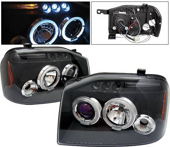Nissan Frontier 4 Car Option LED Dual Halo Projector Headlights - Black - LP-NF01BB-5