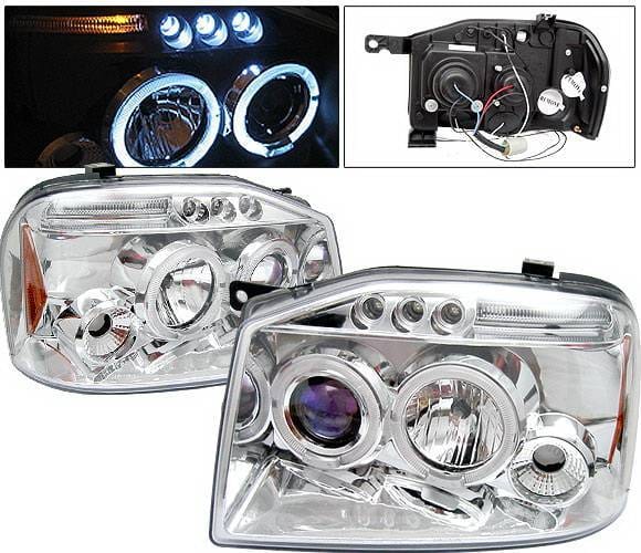 Nissan Frontier 4 Car Option LED Dual Halo Projector Headlights - Chrome - LP-NF01CB-5