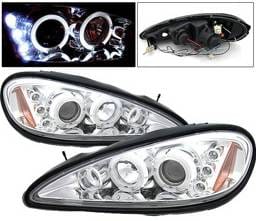 Pontiac Grand Am 4 Car Option LED Halo Projector Headlights - Chrome - LP-PGAM99CC-5