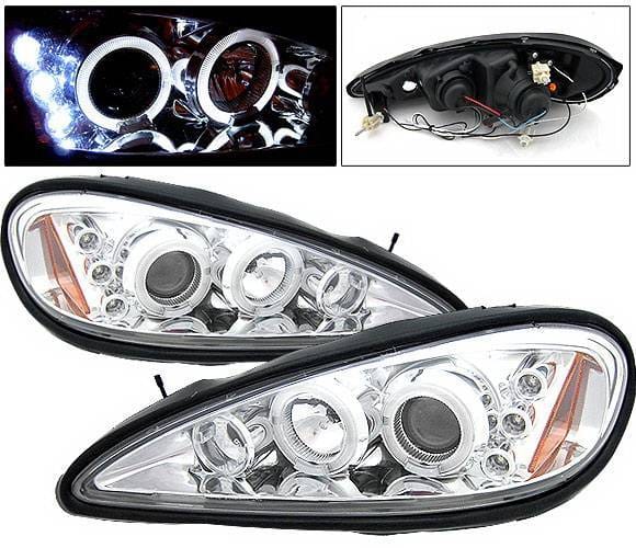Pontiac Grand Am 4 Car Option LED Halo Projector Headlights - Chrome - LP-PGAM99CC-5