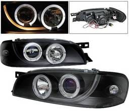 Subaru Impreza 4 Car Option Dual Halo Projector Headlights - Black - LP-SI95BB-YD