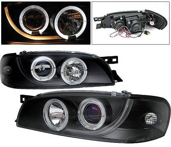 Subaru Impreza 4 Car Option Dual Halo Projector Headlights - Black - LP-SI95BB-YD