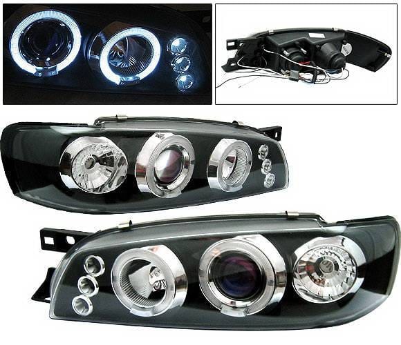 Subaru Impreza 4 Car Option Dual Halo Projector Headlights - Black - LP-SI97BB-5