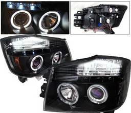 Nissan Titan 4 Car Option Halo Projector Headlights - Black - LP-NTIT04BB-YD