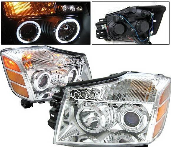 Nissan Armada 4 Car Option Halo Projector Headlights - Chrome CCFL - LP-NTIT04CB-KS
