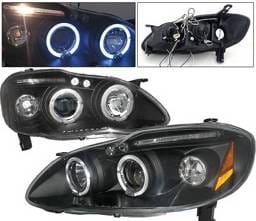 Toyota Corolla 4 Car Option LED Halo Projector Headlights - Black - LP-TCL03BC-5