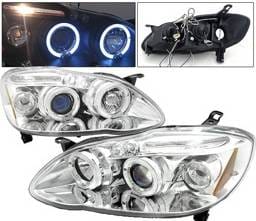 Toyota Corolla 4 Car Option LED Halo Projector Headlights - Chrome - LP-TCL03CC-5