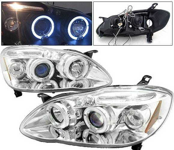 Toyota Corolla 4 Car Option LED Halo Projector Headlights - Chrome - LP-TCL03CC-5