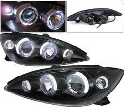 Toyota Camry 4 Car Option Dual Halo Projector Headlights - Black - LP-TCA00B