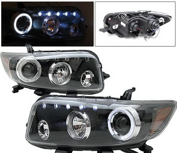 Scion xB 4 Car Option Dual Halo LED Projector Headlights - Black - LP-TS08BB-5