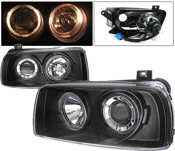 Volkswagen Jetta 4 Car Option Halo Projector Headlights - Black - LP-VJ93DB-9
