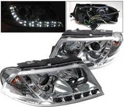 Volkswagen Passat 4 Car Option Projector Headlights - R8 DRL - Chrome - LP-VP01CDR-YD