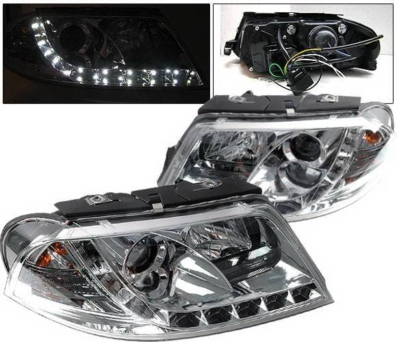 Volkswagen Passat 4 Car Option Projector Headlights - R8 DRL - Chrome - LP-VP01CDR-YD