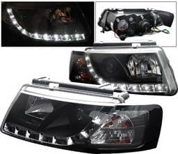Volkswagen Passat 4 Car Option Projector Headlights - R8 DRL - Black - LP-VP97BDR-YD