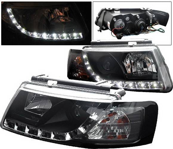 Volkswagen Passat 4 Car Option Projector Headlights - R8 DRL - Black - LP-VP97BDR-YD
