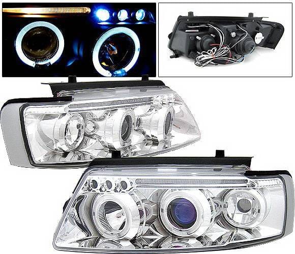 Volkswagen Passat 4 Car Option LED Halo Projector Headlights - Chrome - LP-VP97CB-5