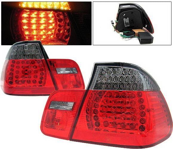BMW 3 Series 4DR 4 Car Option LED Taillights - Red & Smoke - 4PC - LT-B46402LEDRSM-KS