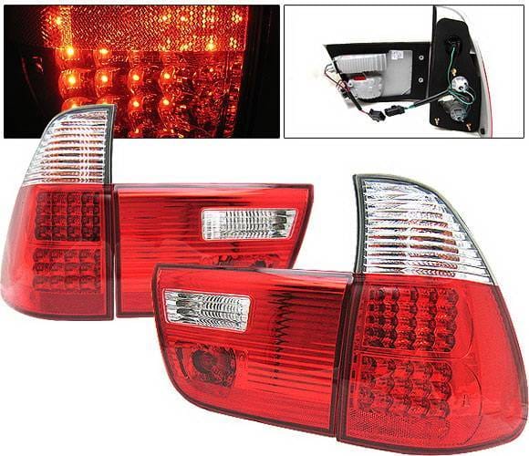 BMW X5 4 Car Option LED Taillights - Red & Clear - LT-BE5300LEDRC-KS