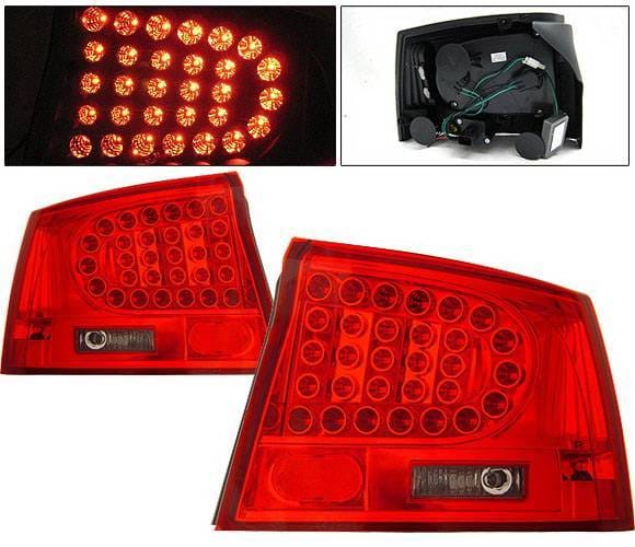 Dodge Charger 4 Car Option LED Taillights - Red & Smoke - LT-DCHAR06LEDRSM-KS