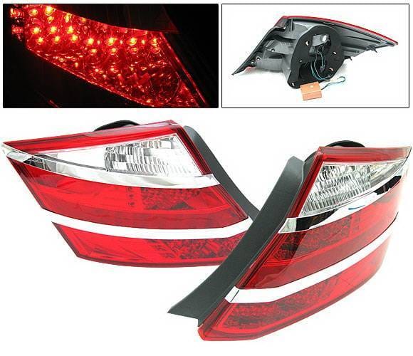 Honda Accord 2DR 4 Car Option LED Taillights - Red & Clear - LT-HA082LEDRC-KS