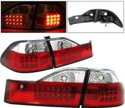 Honda Accord 4DR 4 Car Option LED Taillights - Red & Clear - LT-HA984LEDRC-1