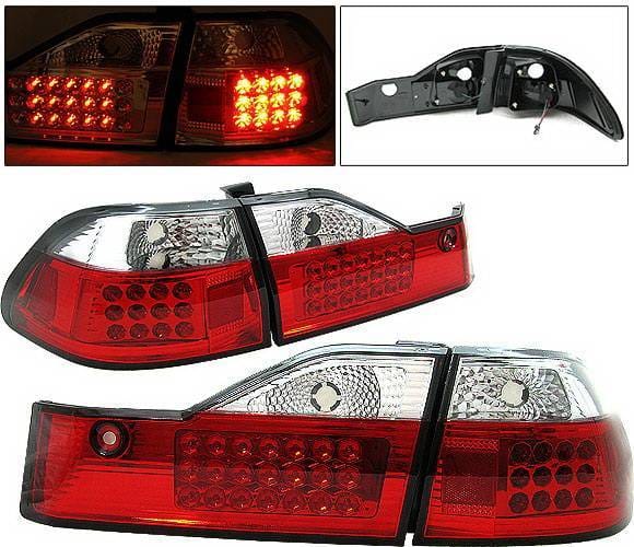 Honda Accord 4DR 4 Car Option LED Taillights - Red & Clear - LT-HA984LEDRC-1