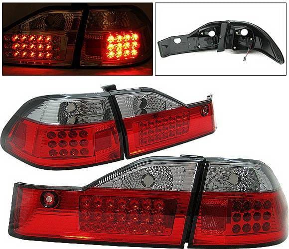 Honda Accord 4DR 4 Car Option LED Taillights - Red & Smoke - LT-HA984LEDRSM-1