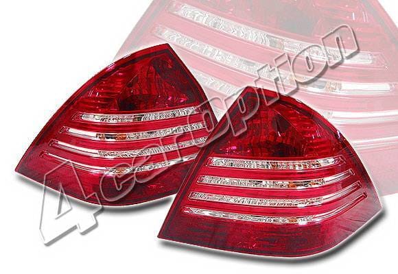 Mercedes-Benz C Class 4 Car Option Taillights - Red & Clear - LT-MBZC01R-KS
