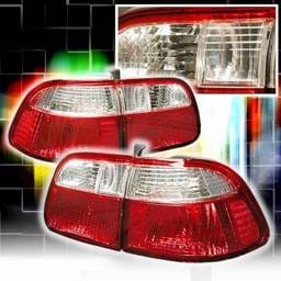 Honda Civic Custom Disco Red & Clear Euro Taillights - LT-CV994RPW