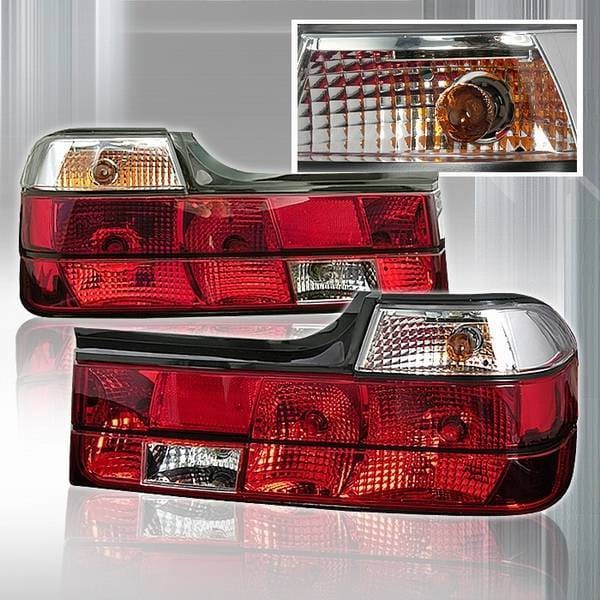 BMW 7 Series Custom Disco Red & Clear Taillights - LT-E3288RPW-TM