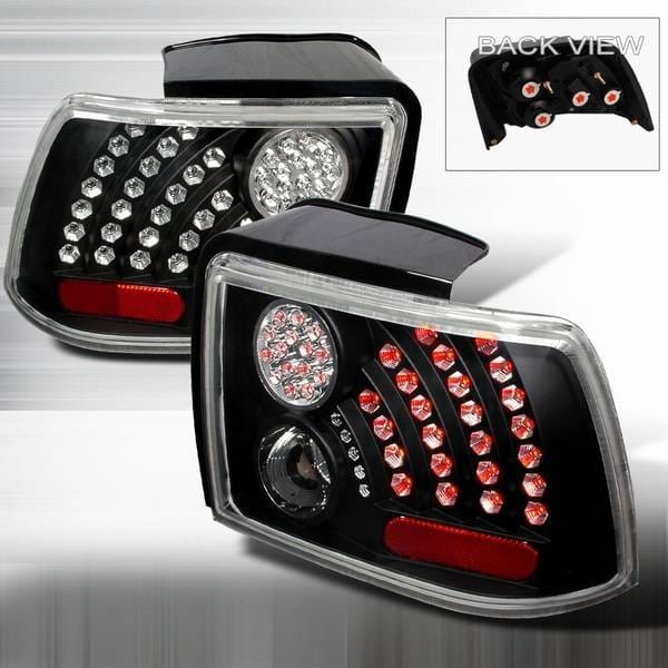 Ford Mustang Custom Disco Black & Clear LED Taillights with Reflector - LT-MUS99BCLED-WJ