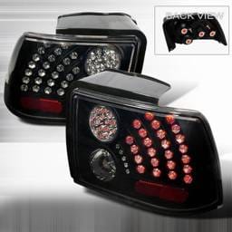 Ford Mustang Custom Disco Black & Smoke LED Taillights with Reflector - LT-MUS99BGLED-WJ