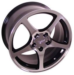C5 Style Wheel Black Machined - GM Staggered 4 Wheel Package