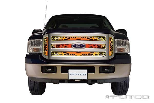 Ford F250 Superduty Putco Flaming Inferno Stainless Steel Grille - 4 Color - 89355