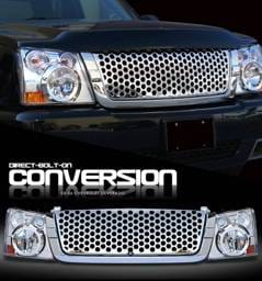 Chevrolet Silverado Option Racing Headlights - Chromed with Chromed Punch Hole Grille - 10-15264