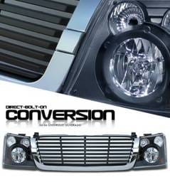 Chevrolet Silverado Option Racing Headlights - Black with Chromed Trim Black Billet Grille - 10-15271