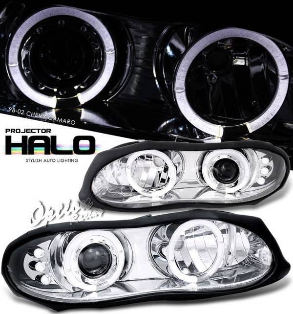 Chevrolet Camaro Option Racing Projector Headlights - Chrome with Halo - 11-15281