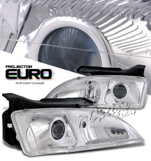 Chevrolet Cavalier Option Racing Projector Headlights - Chrome Housing with Corner - 11-15320
