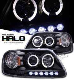Ford Expedition Option Racing Projector Headlights - Black with Halo with LED - 1PC - 11-18317