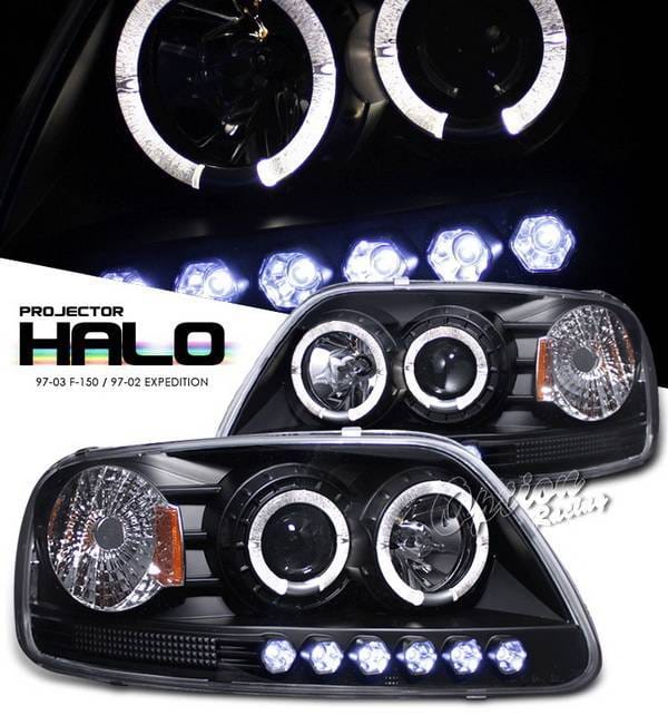 Ford Expedition Option Racing Projector Headlights - Black with Halo with LED - 1PC - 11-18317