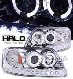 Ford Expedition Option Racing Projector Headlights - Chrome with Halo with LED - 1PC - 11-18318