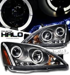 Honda Accord Option Racing Projector Headlights - Black with Halo - 11-20295