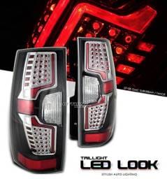 Chevrolet Tahoe Option Racing Taillights - LED Look - Black with Chrome Ring - 17-15144