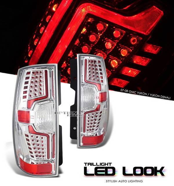 GMC Yukon Option Racing Taillights LED Look - Black Chrome Diamond Cut - 19-19365