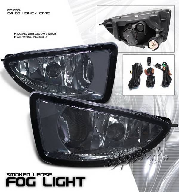 Honda Civic Option Racing Fog Light Kit with Wiring Kit - Smoke - 28-20212