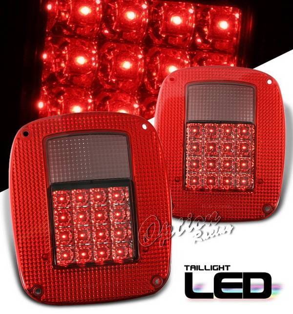 Jeep Wrangler Option Racing Taillights - Red & Smoke - 75-26370